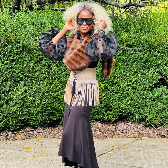 Designer Custom sable color mink fur Stole Shawl Wrap OS  7.7x 7.5\